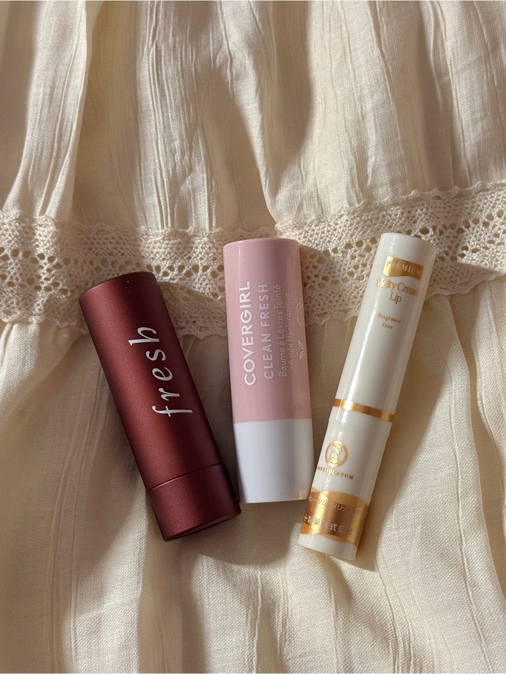 Trio of Lip Balms from Fresh, Covergirl, and Japan Like New